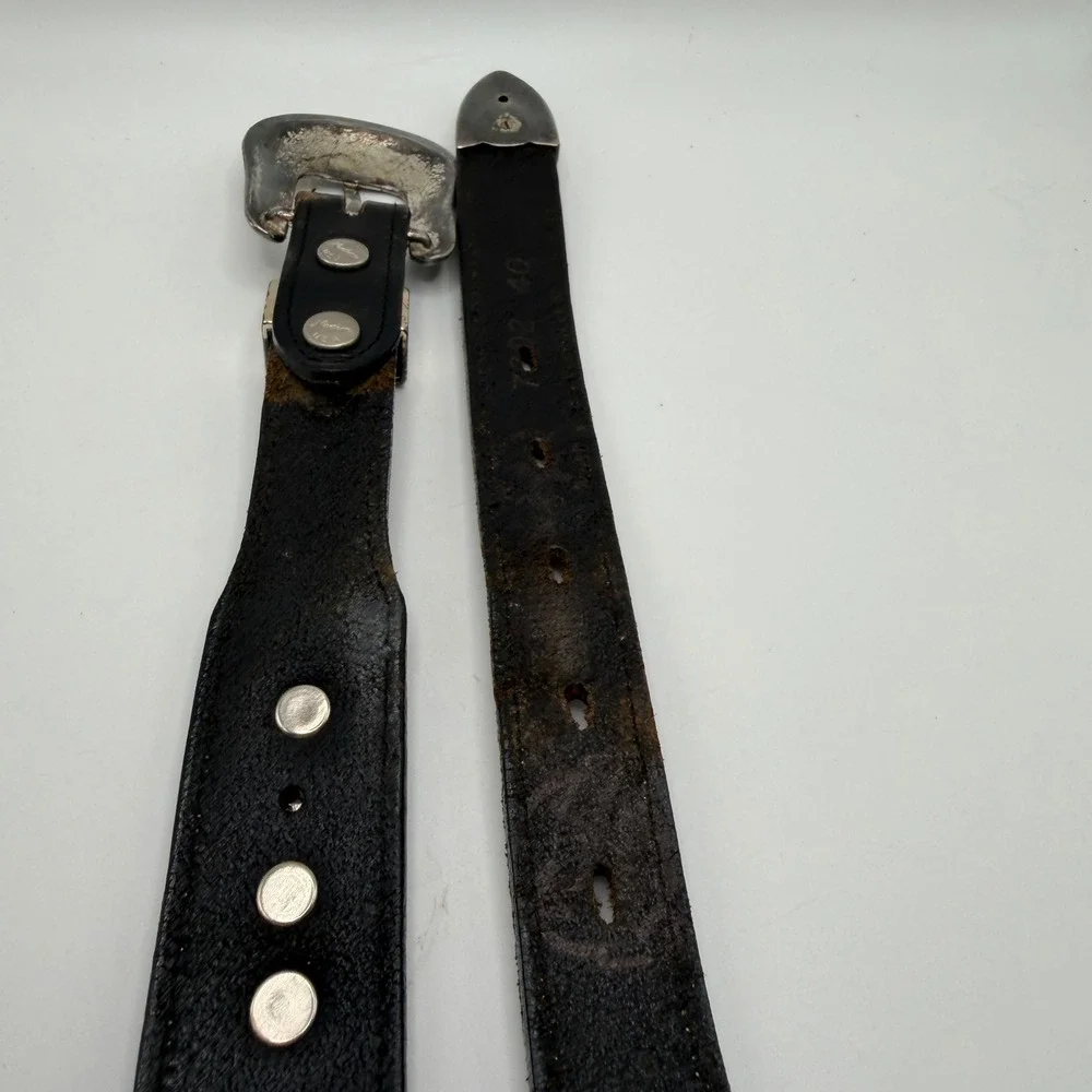 Nadim USA Mens Western Leather Square‎ Concho Belt Brown Silver Studded 42